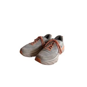 Hoka Bondi 8 Women Gray Coral Running‎ Shoes Sneakers Size 7